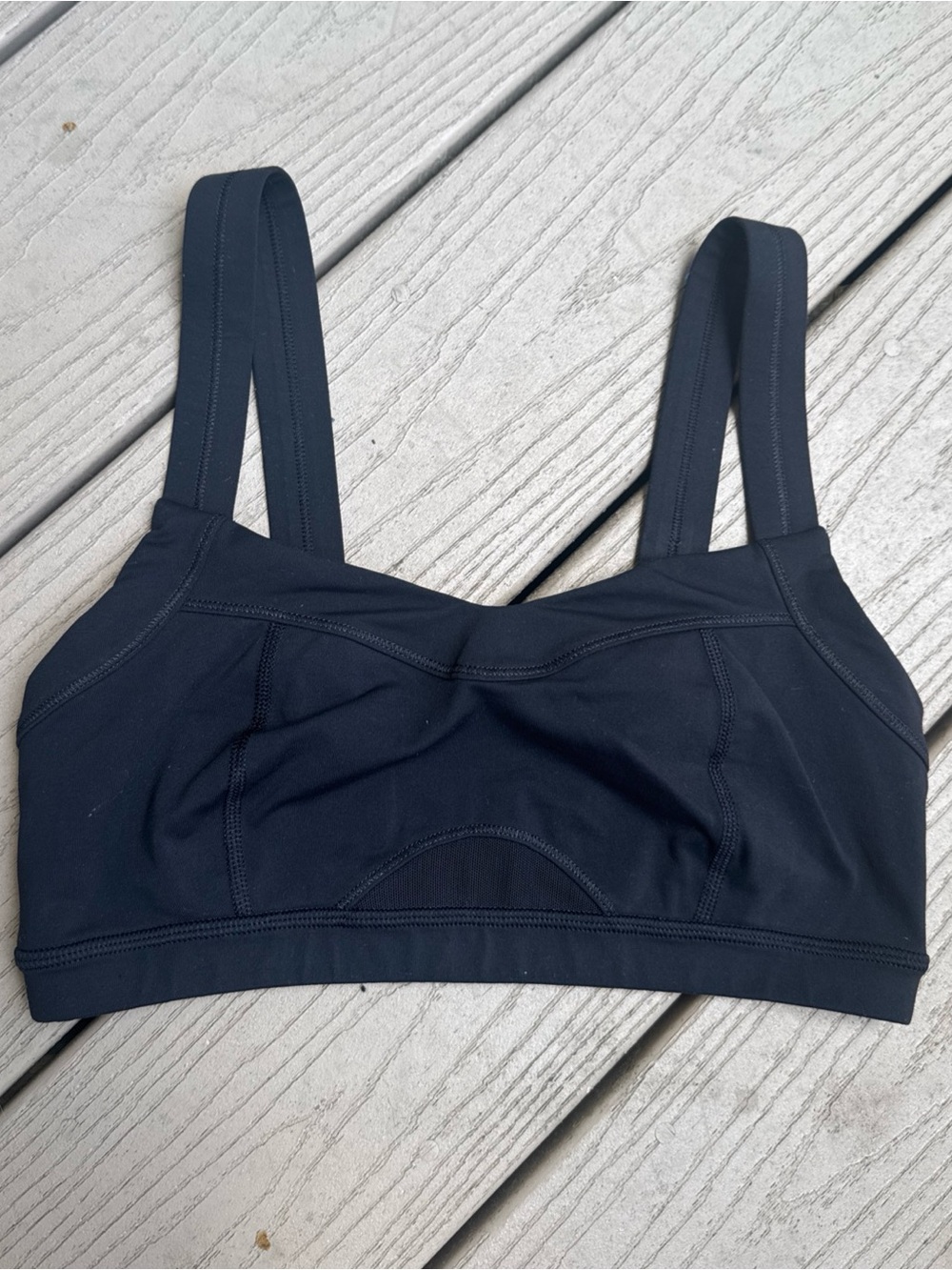 Lululemon Women's Solid Black Sports Bra Adjustable Straps Square Neck M 6 High
